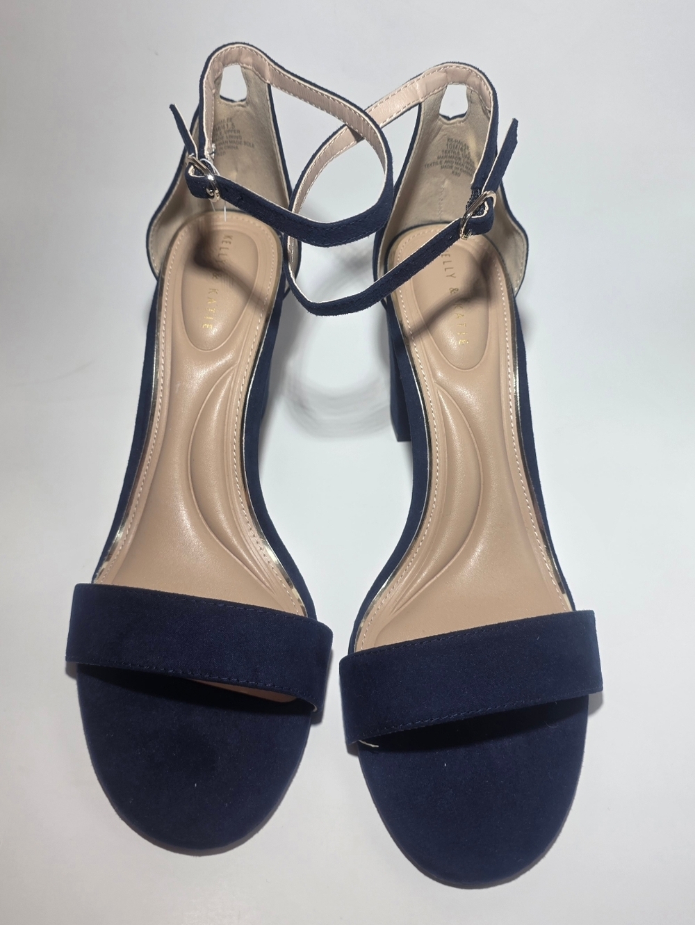 Kelly & Katie Womens Heels Size 10M Navy Blue Ankle Strap Block Heel Sandals NEW - Picture 2 of 7